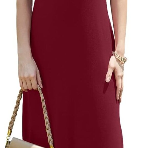 Women's Sleeveless V Neck Maxi Dress Pockets Casual Summer Long - Picture 6 of 7